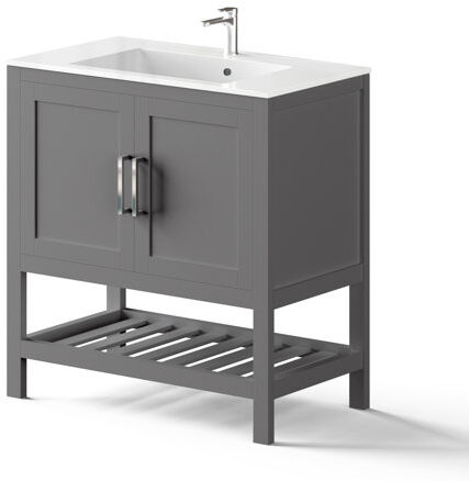 Ebern Designs Northumberland 800mm Free-standing Single Vanity Unit Ebern Designs Vanity Unit Colour: Anthracite 65cm H X 70cm W X 40cm D Ebern Designs Northumberland 800mm Free-standing Single Vanity Unit Ebern Designs Vanity Unit Colour: Anthracite 65cm H X 70cm W X 40cm D