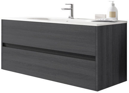 Ebern Designs Insta 1210mm Wall Hung Single Vanity Unit Ebern Designs Vanity Unit Colour: Grey Oak 91cm H x 61cm W x 3.8cm D Ebern Designs Insta 1210mm Wall Hung Single Vanity Unit Ebern Designs Vanity Unit Colour: Grey Oak 91cm H x 61cm W x 3.8cm D