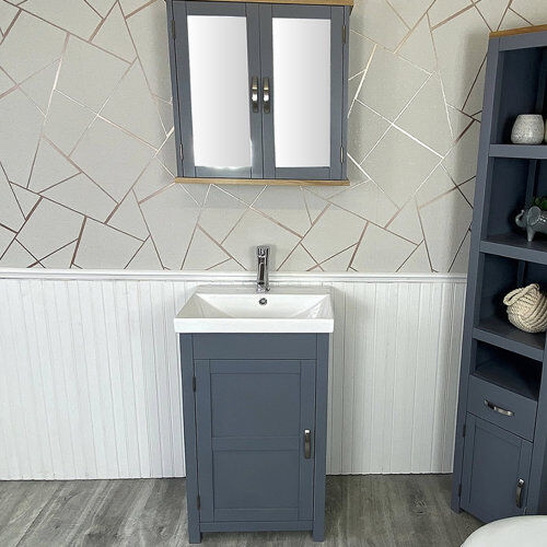 Brambly Cottage Marte 485mm Free-standing Cloakroom Vanity Brambly Cottage Vanity Unit Colour: Grey 84cm H x 59.4cm W x 3cm D Brambly Cottage Marte 485mm Free-standing Cloakroom Vanity Brambly Cottage Vanity Unit Colour: Grey 84cm H x 59.4cm W x 3cm D