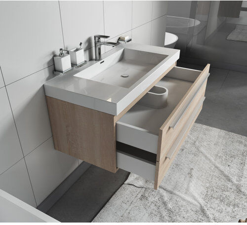 Belfry Bathroom Tianna 1000mm Wall Hung Single Vanity Unit Belfry Bathroom Vanity Base Colour: Light Oak  - Size: 40cm H X 120cm W X 50cm D Belfry Bathroom Tianna 1000mm Wall Hung Single Vanity Unit Belfry Bathroom Vanity Base Colour: Light Oak  - Size: 40cm H X 120cm W X 50cm D
