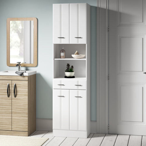 Latitude Run Tillie 50cm x 190cm Free-Standing Cabinet Latitude Run Colour: White  - Size: 85cm H x 100cm W x 60cm D Latitude Run Tillie 50cm x 190cm Free-Standing Cabinet Latitude Run Colour: White  - Size: 85cm H x 100cm W x 60cm D