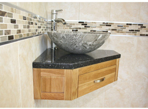 Belfry Bathroom Couch Compact Solid Oak 550mm Free-Standing Vanity Unit Belfry Bathroom Top Finish: Black Quartz, Sink Finish: Grey Marble  - Size: 94cm H X 65cm W X 55cm D Belfry Bathroom Couch Compact Solid Oak 550mm Free-Standing Vanity Unit Belfry Bathroom Top Finish: Black Quartz, Sink Finish: Grey Marble  - Size: 94cm H X 65cm W X 55cm D