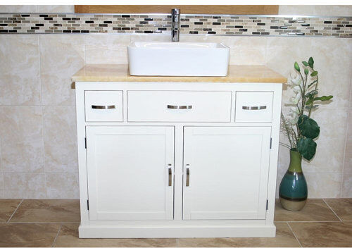 Brayden Studio Roderick Solid Oak 1000mm Free-standing Single Vanity Unit Brayden Studio Top Finish: Onyx, Vanity Base Colour: White  - Size: 950cm H X 1000cm W X 500cm D Brayden Studio Roderick Solid Oak 1000mm Free-standing Single Vanity Unit Brayden Studio Top Finish: Onyx, Vanity Base Colour: White  - Size: 950cm H X 1000cm W X 500cm D