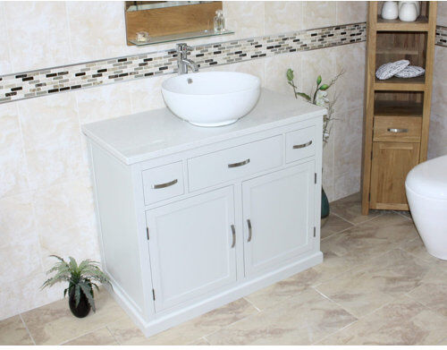 Brayden Studio Robinett Solid Oak 1000mm Free-standing Single Vanity Unit Brayden Studio Top Finish: White Quartz, Vanity Base Colour: Grey  - Size: 950cm H X 1000cm W X 500cm D Brayden Studio Robinett Solid Oak 1000mm Free-standing Single Vanity Unit Brayden Studio Top Finish: White Quartz, Vanity Base Colour: Grey  - Size: 950cm H X 1000cm W X 500cm D