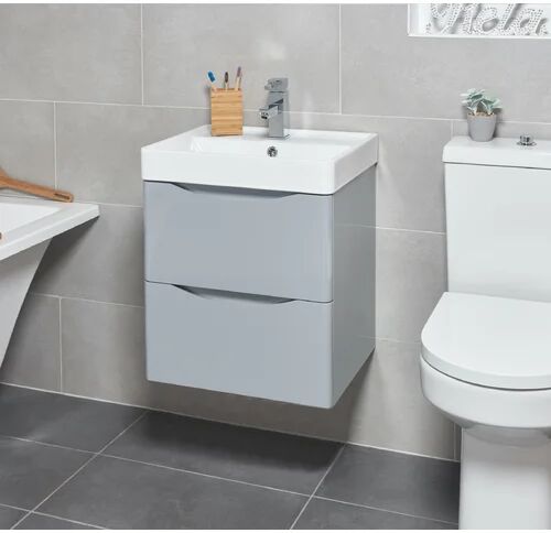 17 Stories Almire 500mm Wall mount Single Vanity Unit 17 Stories Vanity Unit Colour: Light Grey 17 Stories Almire 500mm Wall mount Single Vanity Unit 17 Stories Vanity Unit Colour: Light Grey