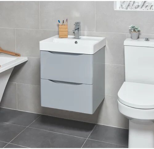 17 Stories Almire 500mm Wall mount Single Vanity Unit 17 Stories Vanity Unit Colour: Light Grey