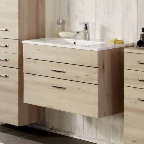 Ebern Designs Dennison 800mm Wall Hung Vanity Unit Ebern Designs  - Size: 130cm H X 40cm W X 35cm D Ebern Designs Dennison 800mm Wall Hung Vanity Unit Ebern Designs  - Size: 130cm H X 40cm W X 35cm D
