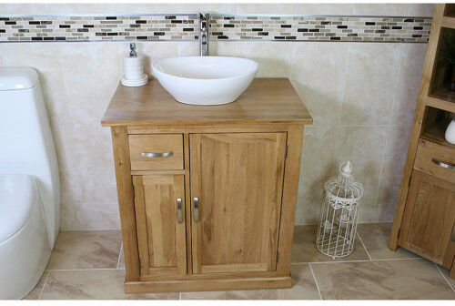 August Grove Waples Solid Oak 750mm Free-Standing Vanity Unit August Grove  - Size: 100cm H X 65cm W X 9cm D August Grove Waples Solid Oak 750mm Free-Standing Vanity Unit August Grove  - Size: 100cm H X 65cm W X 9cm D