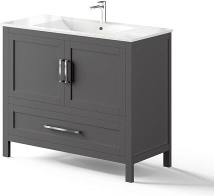 Ebern Designs Northmoor 1000mm Free-standing Single Vanity Unit Ebern Designs Vanity Unit Colour: Anthracite 105cm H X 75cm W X 4cm D Ebern Designs Northmoor 1000mm Free-standing Single Vanity Unit Ebern Designs Vanity Unit Colour: Anthracite 105cm H X 75cm W X 4cm D