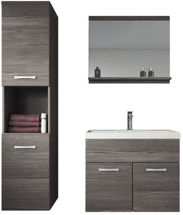 Belfry Bathroom Thomes 600mm Vanity and Mirror Set Belfry Bathroom Furniture Finish: Anthracite  - Size: 51cm H X 60cm W X 35cm D Belfry Bathroom Thomes 600mm Vanity and Mirror Set Belfry Bathroom Furniture Finish: Anthracite  - Size: 51cm H X 60cm W X 35cm D