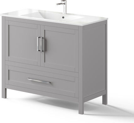 Ebern Designs Northmoor 1000mm Free-standing Single Vanity Unit Ebern Designs Vanity Unit Colour: Grey Under 15 cm Ebern Designs Northmoor 1000mm Free-standing Single Vanity Unit Ebern Designs Vanity Unit Colour: Grey Under 15 cm