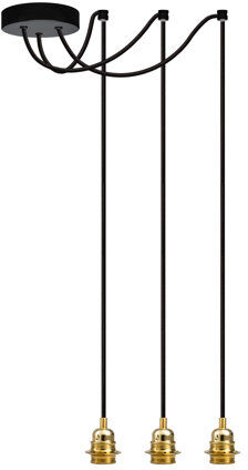 Borough Wharf Aaden 3-Light Bulb Pendant Borough Wharf Finish: Black/Brass  - Size: 12cm H X 45cm W X 45cm D Borough Wharf Aaden 3-Light Bulb Pendant Borough Wharf Finish: Black/Brass  - Size: 12cm H X 45cm W X 45cm D