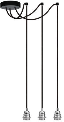 Borough Wharf Aaden 3-Light Bulb Pendant Borough Wharf Finish: Black/Nickel  - Size: Borough Wharf Aaden 3-Light Bulb Pendant Borough Wharf Finish: Black/Nickel  - Size: