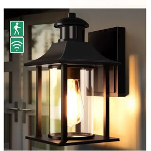 Draper Outdoor Wall Light,Motion Sensor Light Outdoor With Bulb,Waterproof Aluminum Security Light Sensor Wall Lantern Black Anti-Rust Outside Wall Sconce Fo black 27.94 H x 15.49 W x 15.49 D cm