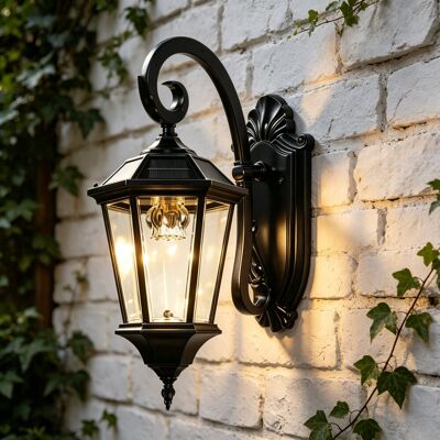 Marlow Home Co. Matte Black 50cm H Solar Powered Outdoor Wall Lantern Matte Black 50cm H X 25cm W X 35cm D Marlow Home Co. Matte Black 50cm H Solar Powered Outdoor Wall Lantern Matte Black 50cm H X 25cm W X 35cm D