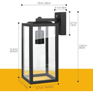 Ebern Designs Glennora Black 29.5Cm H Outdoor Wall Lantern with Dusk to Dawn black 35.0 H x 14.5 W x 14.5 D cm