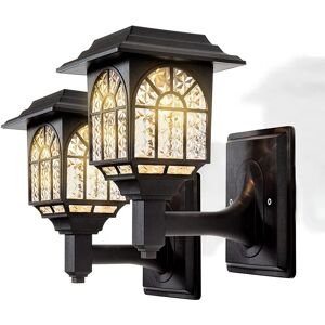 Marlow Home Co. Cockeysville Solar Powered Integrated LED Glass Outdoor Wall Lantern with Dusk to Dawn black 19.0 H x 16.0 W x 10.92 D cm