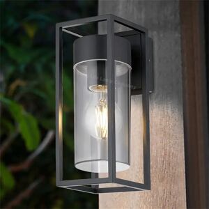 Levi Beer Outdoor Exterior Modern Garden Wall Light Lantern Clear Diffuser LED Compatible ZLC079, Acrylic, Dark Grey [Energy Class A+] black 27.0 H x 13.8 W x 11.0 D cm
