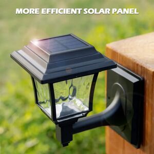 Rosalind Wheeler Solar Fence Lights Solar Lights Outdoor Garden LED 2 Modes Wall Light Solar Powered Outdoor Lighting Waterproof Decor For Patio Yard 2 Pack [Energy Cl black 16.5 H x 10.9 W x 11.4 D cm