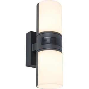 Dakota Fields Vanagan Anthracite Integrated LED Frosted Glass Outdoor Armed Sconce gray/white 24.0 H x 7.0 W x 12.0 D cm