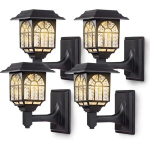 Marlow Home Co. Alleghenyville Solar Powered Integrated LED Glass Outdoor Wall Lantern with Dusk to Dawn black 19.0 H x 16.0 W x 10.92 D cm