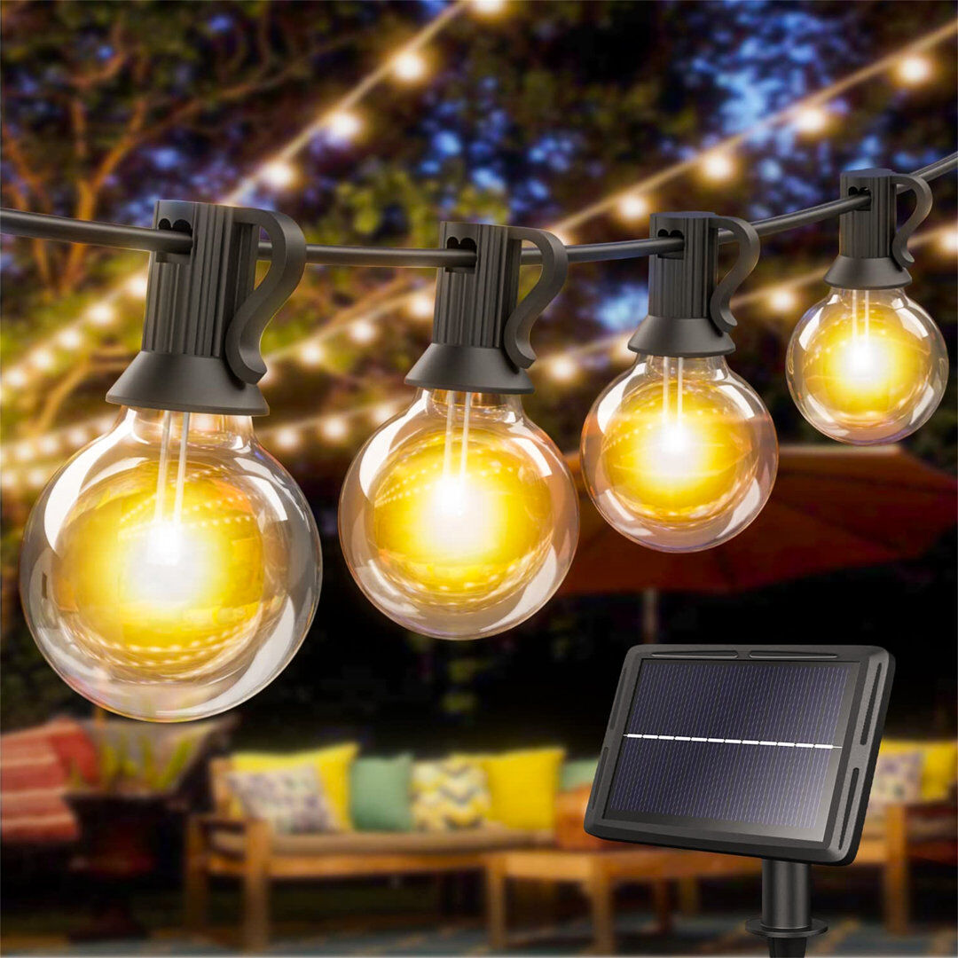 Dakota Fields Ambarisha 9.5M Solar Powered 16 - Bulb Festoon Lights String Light Black 950cm L