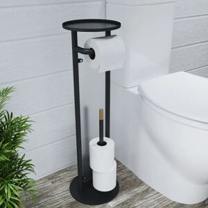 Croydex Free-Standing Toilet Roll & Brush Holder black/brown 27.95 H x 8.66 W x 22.0 D cm