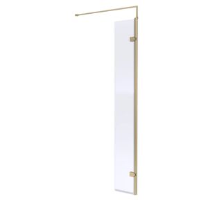 Hudson Reed Brushed Brass Wetroom Screens 8mm Glass gray 19.5 H x 32.2 W x 0.08 D cm
