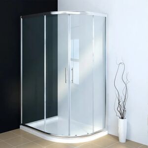 Belfry Bathroom Delphina Glass Offset Quadrant Shower Enclosure with Tray white 185.0 H x 100.0 W x 80.0 D cm