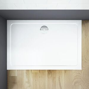Belfry Bathroom Clairville Stone Shower Tray White gray/white 80.0 H x 100.0 W x 3.0 D cm