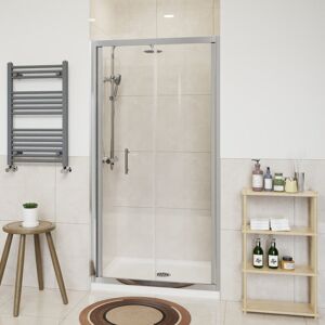 Belfry Bathroom Douros 102cm W x 1900mm H Framed Bi Fold Shower Door with Clear Glass Chrome 1,900mm H X 102mm W
