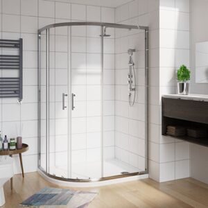 NRG Offset Curved Shower Enclosure - 1900 x 1200 x 800 mm Walk In Corner Cubicle Chrome 190cm H X 120cm W X 80cm D