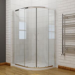 Belfry Bathroom Rennerdale Glass Offset Quadrant Shower Enclosure with Tray Chrome 1850mm H x 1000mm W x 800mm D