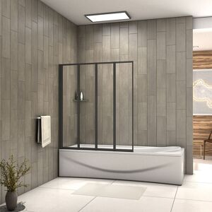 Belfry Bathroom Idalia 1400mm Height 4 Folding Pivot Shower Bath Screen Panel, Framed Color Optional Black 1000 cm