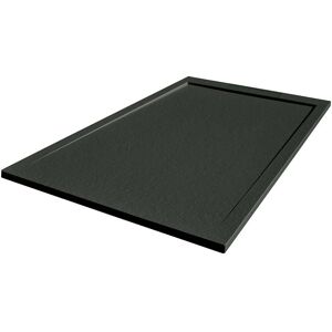 White Stone White 1600X800 Slate Effect Shower Tray Black 2.7cm H x 170cm W x 80cm D