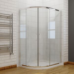 Belfry Bathroom Rennerdale Glass Offset Quadrant Shower Enclosure with Tray Chrome 1850mm H x 900mm W x 800mm D