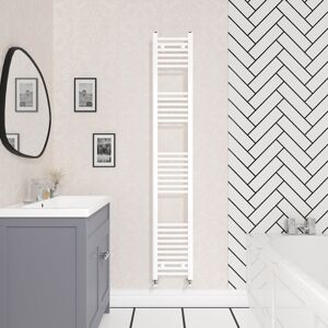 Rebrilliant Wiest Straight Heated Towel Rail Radiator Bathroom Ladder Warmer White 180cm H x 30cm W x 3cm D