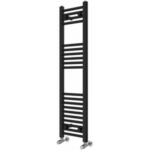 Rebrilliant Wiest Straight Heated Towel Rail Radiator Bathroom Ladder Warmer Black 120cm H x 30cm W x 3cm D
