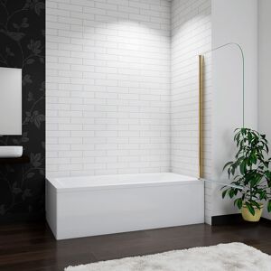Belfry Bathroom 800x1400mm Brushed Gold Frameless Pivot Bath Screen Easyclean Glass Panel Brushed Gold 1,400mm H