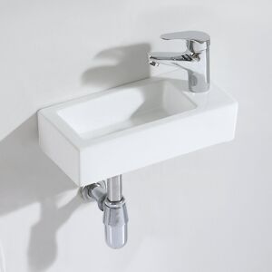 Eridanus Turner 370mm x 185mm White Vitreous China Rectangular Wall Hung Bathroom Sink Basin with Tap Hole White 370mm L X 185mm W X 90mm H Eridanus Turner 370mm x 185mm White Vitreous China Rectangular Wall Hung Bathroom Sink Basin with Tap Hole White 370mm L X 185mm W X 90mm H