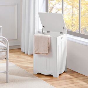 Yaheetech 40x40cm Large Square Laundry Hamper with Hinged Lid Laundry Sorter White 61cm H X 40cm W X 40cm D Yaheetech 40x40cm Large Square Laundry Hamper with Hinged Lid Laundry Sorter White 61cm H X 40cm W X 40cm D