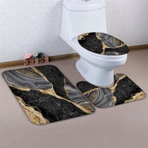 East Urban Home Marble Shower Curtain, Gold Texture Bathroom 4 Piece Rectangle Bath Rug Set Black 50cm W East Urban Home Marble Shower Curtain, Gold Texture Bathroom 4 Piece Rectangle Bath Rug Set Black 50cm W