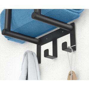 Rebrilliant Wall Towel Rack Black 50cm H X 32cm L X 6.3cm D Rebrilliant Wall Towel Rack Black 50cm H X 32cm L X 6.3cm D