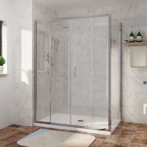 Belfry Bathroom Hockman Bathroom Shower Enclosure Cubicle Double Sliding Door with 900mm Side Panel Screen - 1900 x 1400 mm Chrome 190cm H X 140cm W X 90cm D Belfry Bathroom Hockman Bathroom Shower Enclosure Cubicle Double Sliding Door with 900mm Side Panel Screen - 1900 x 1400 mm Chrome 190cm H X 140cm W X 90cm D