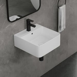 Eridanus Turner Rectangular Wall Hung/Countertop Basin Bathroom Sink with Mounting Bolts white 15.5cm H x 40cm L x 42cm W Eridanus Turner Rectangular Wall Hung/Countertop Basin Bathroom Sink with Mounting Bolts white 15.5cm H x 40cm L x 42cm W