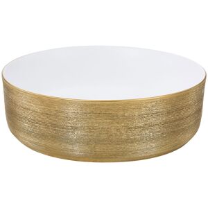 East Urban Home Round Ceramic Countertop Washbasin Vessel Sink Gold 360mm L X 360mm W X 125mm H East Urban Home Round Ceramic Countertop Washbasin Vessel Sink Gold 360mm L X 360mm W X 125mm H