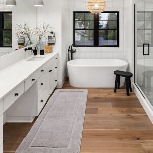 Ebern Designs Turquoise Bathroom Mat, Large Fluffy Soft Microfiber Bath Mats With Non Slip Absorbent Backing, Thickened Long Bathtub Shower Runner Area Carpet, Mach Grey 60cm W Ebern Designs Turquoise Bathroom Mat, Large Fluffy Soft Microfiber Bath Mats With Non Slip Absorbent Backing, Thickened Long Bathtub Shower Runner Area Carpet, Mach Grey 60cm W