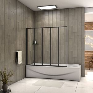 Belfry Bathroom Glenlee 1400mm Height 5 Folding Pivot Shower Bath Screen Panel, Framed Color Optional Black 1,400mm H Belfry Bathroom Glenlee 1400mm Height 5 Folding Pivot Shower Bath Screen Panel, Framed Color Optional Black 1,400mm H