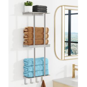 Ebern Designs Wall Towel Rack Brushed Nickel 86cm H X 32cm L X 5.5cm D Ebern Designs Wall Towel Rack Brushed Nickel 86cm H X 32cm L X 5.5cm D