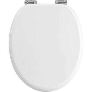 East Urban Home Premium Toilet Seat Toilet Seat With Soft Close, MDF Wood Core, Softclose Hinge, Antibacterial, Design Decor White 6cm H X 37.8cm W X 43.8cm D East Urban Home Premium Toilet Seat Toilet Seat With Soft Close, MDF Wood Core, Softclose Hinge, Antibacterial, Design Decor White 6cm H X 37.8cm W X 43.8cm D